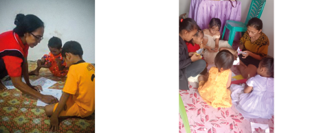 Indonesische kinderen krijgen les op de zondagschool