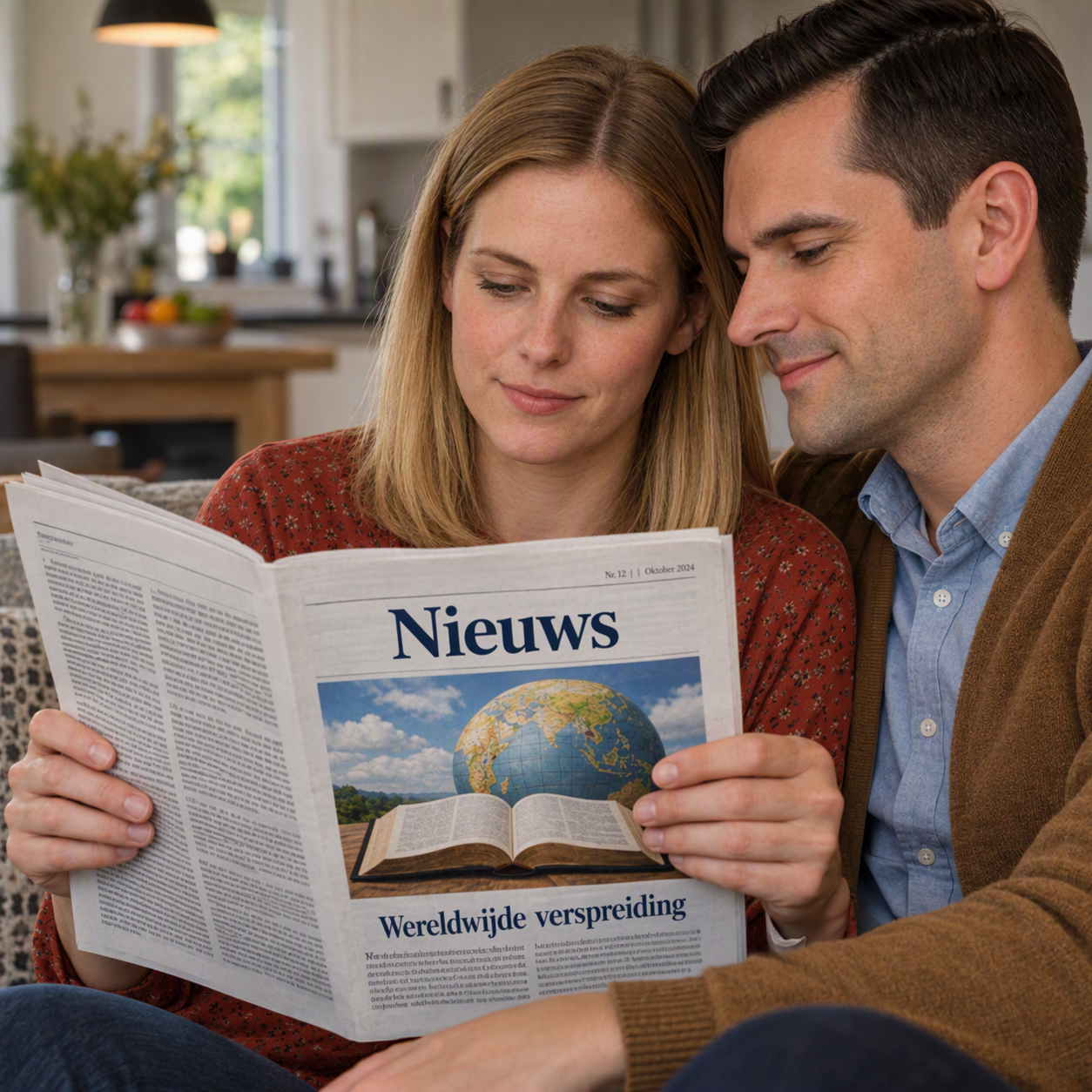 Man en vrouw lezen het nieuws